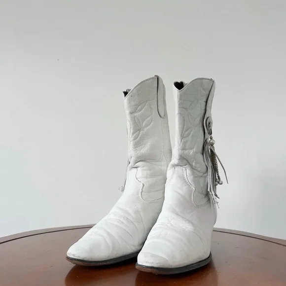 Vintage Laredo Women’s Tassel White Leather Western Cowboy Boots | US 6 - Picture 4 of 7